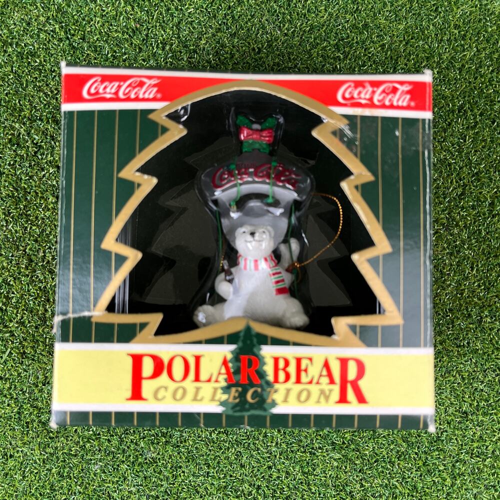 Vintage 1996 Coca Cola Polar Bear Collection Christmas Ornament with Box